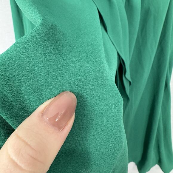 Maeve Anthro Womens Dress 4 Green Valparaiso Chiffon Tie Bow Front Career Preppy - Picture 2 of 16